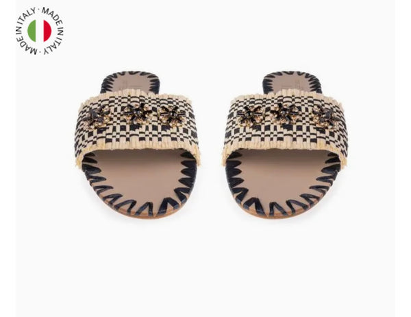 Slipper rafia tahuata black and natural