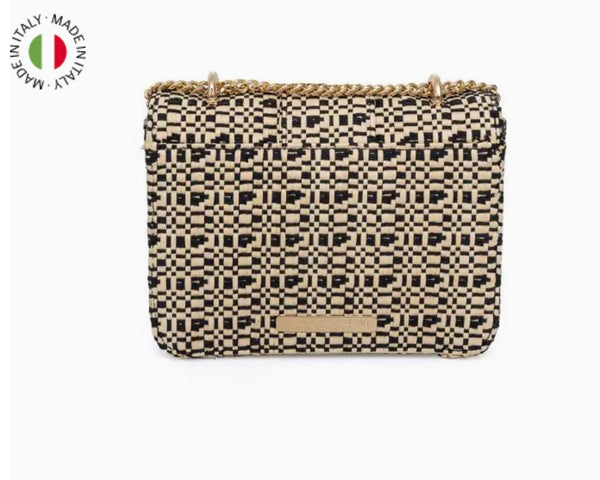 London-style bag in tahuata raffia Black and natural