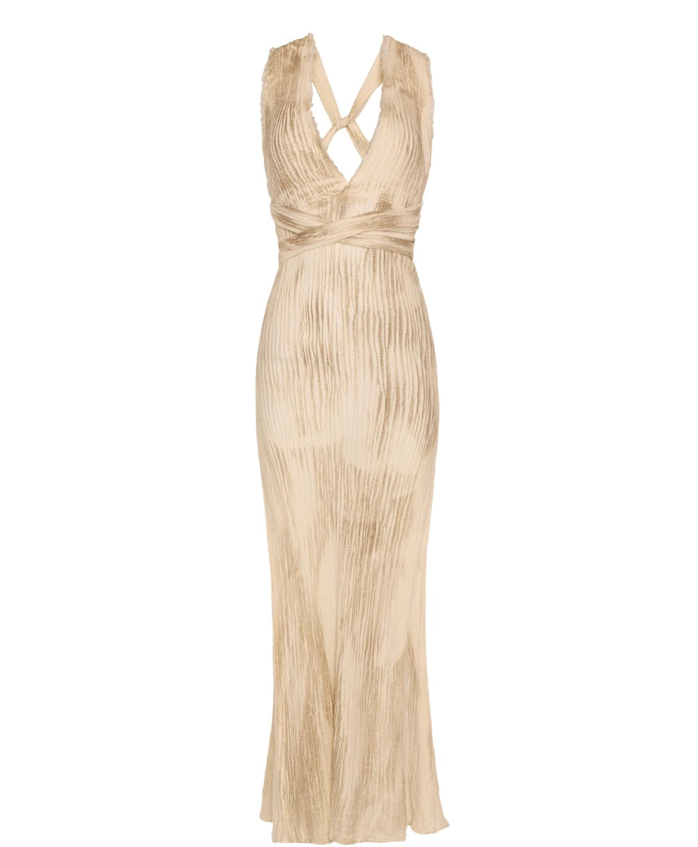 “Ferada” Gauze Dress - Gold foil