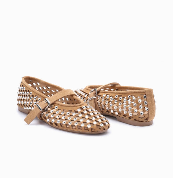 SUEDE BALLERINA WITH RHINESTONES CLOE