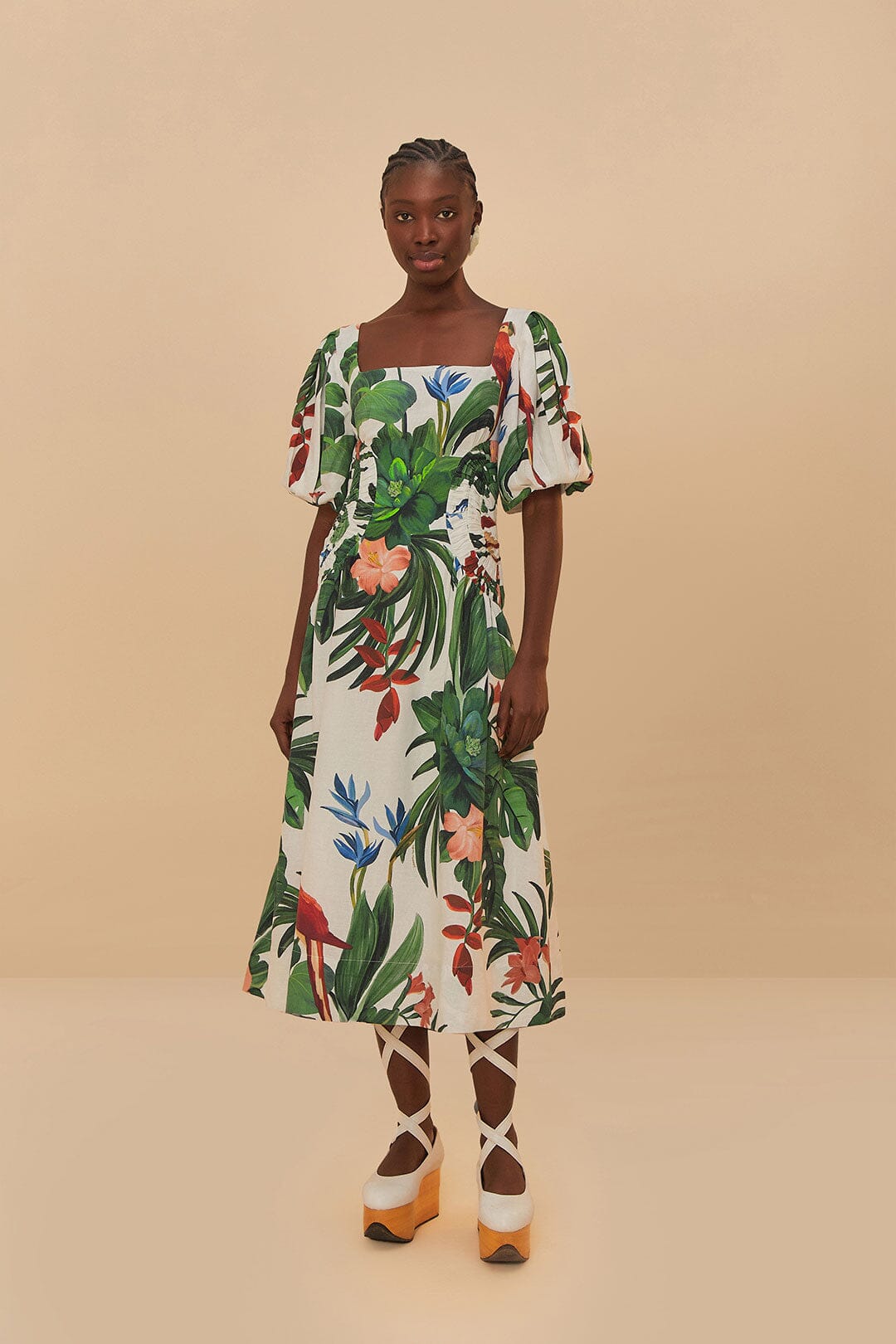 Off-White Midnight Macaw Fiesta Midi Dress
