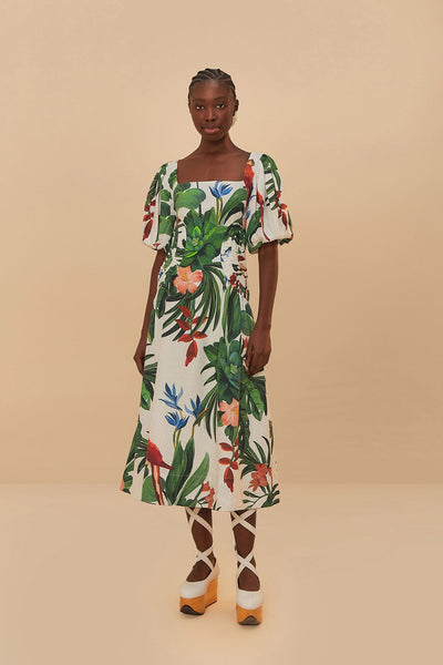 Off-White Midnight Macaw Fiesta Midi Dress