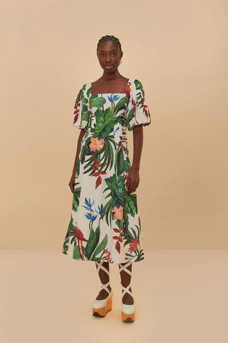 Off-White Midnight Macaw Fiesta Midi Dress