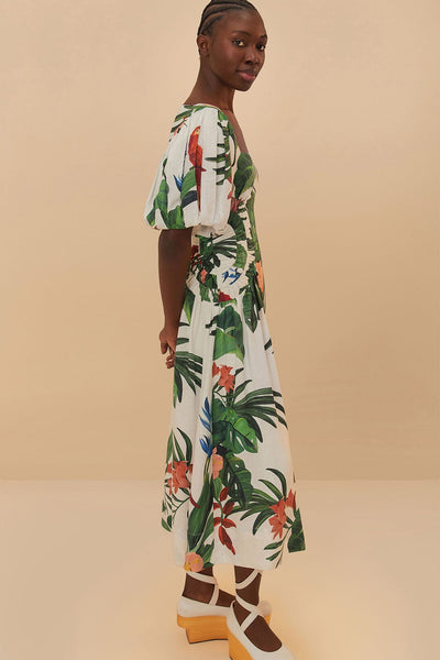 Off-White Midnight Macaw Fiesta Midi Dress