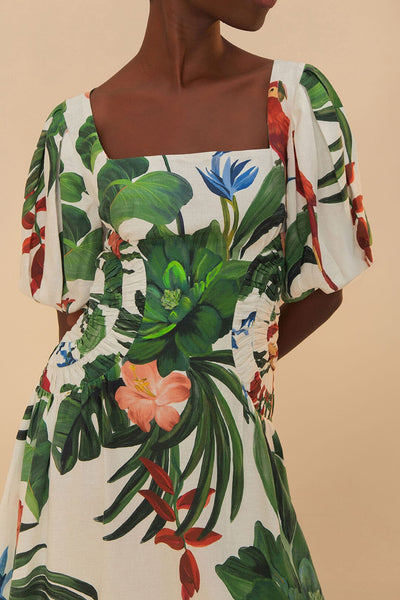 Off-White Midnight Macaw Fiesta Midi Dress