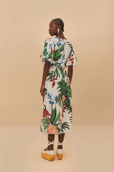 Off-White Midnight Macaw Fiesta Midi Dress