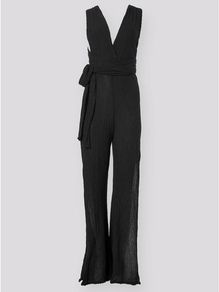 “Anetta” Cotton Jumpsuit - Charcoal