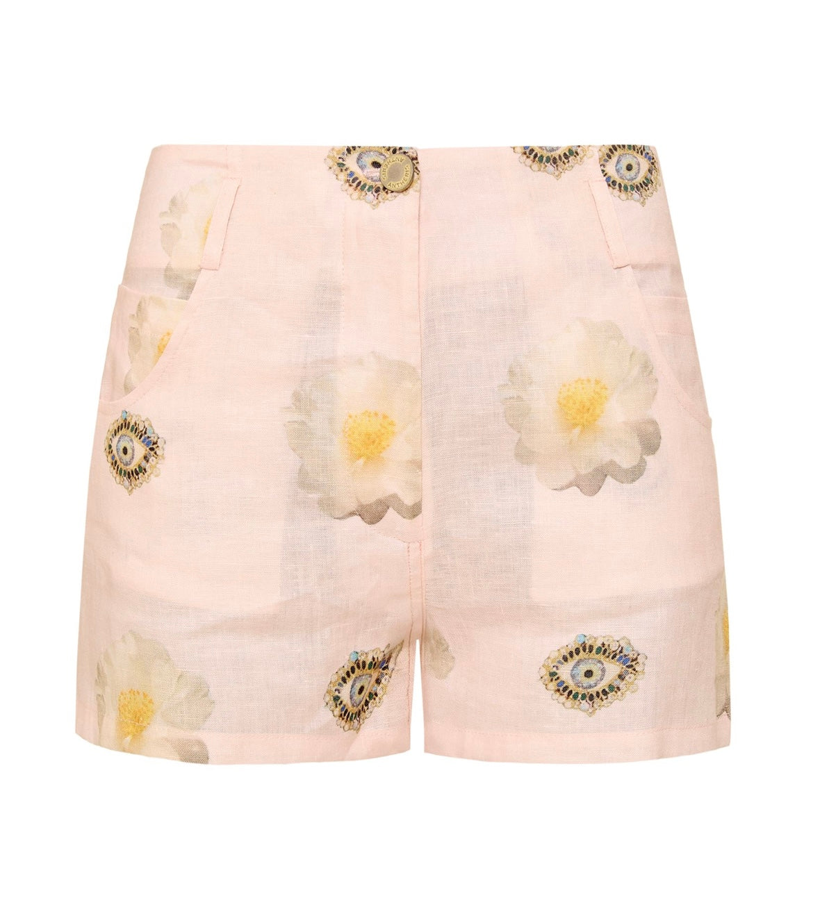 Pink gold printed linen Eye shorts