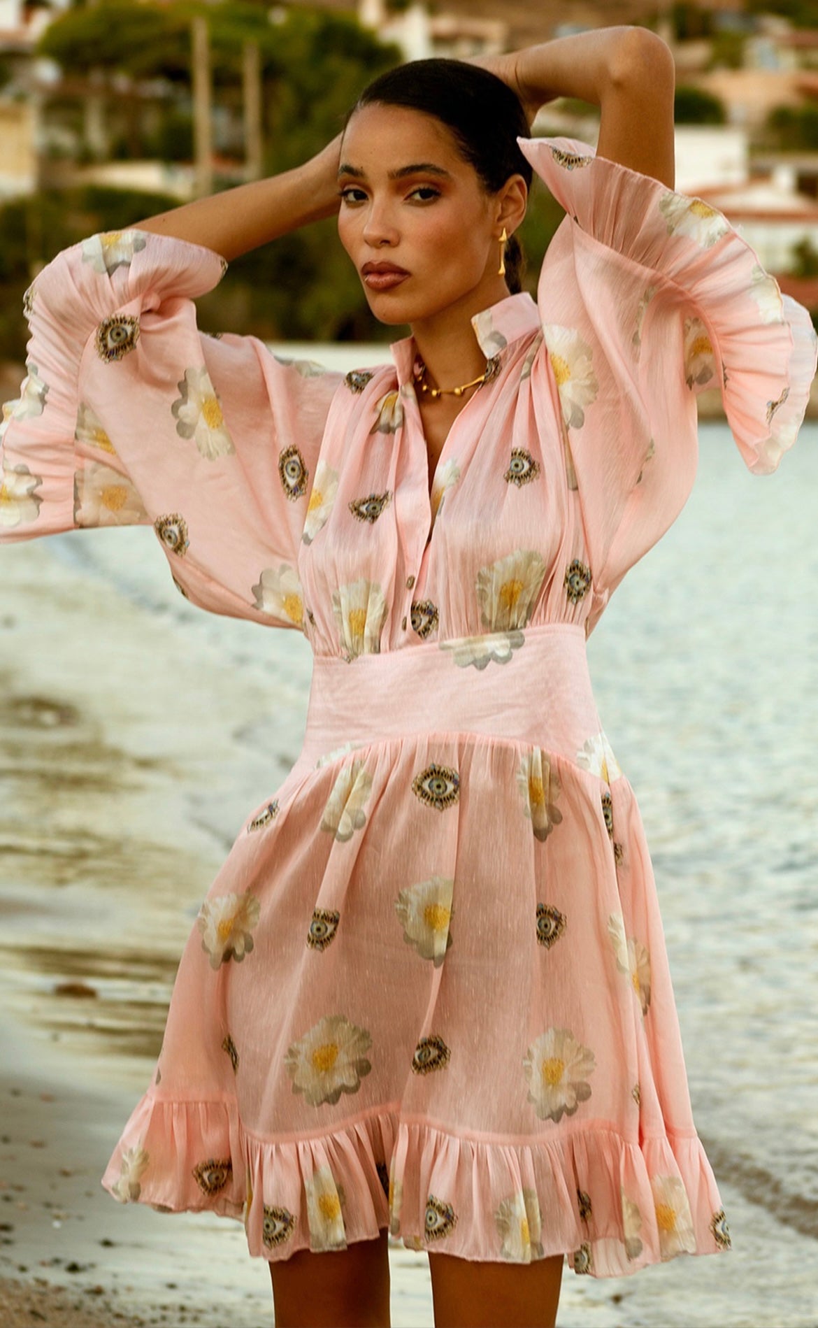 Pink gold printed Eye Dress