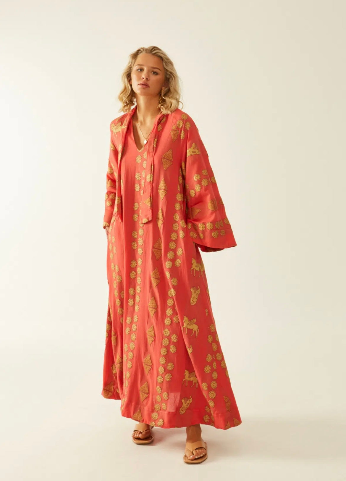 DRESS KNOSSOS CORAL GOLD