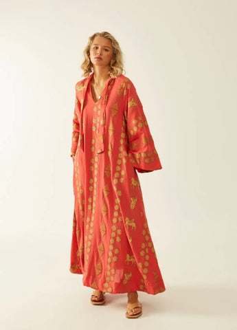 DRESS KNOSSOS CORAL GOLD