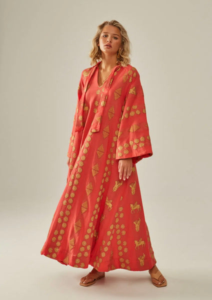 DRESS KNOSSOS CORAL GOLD