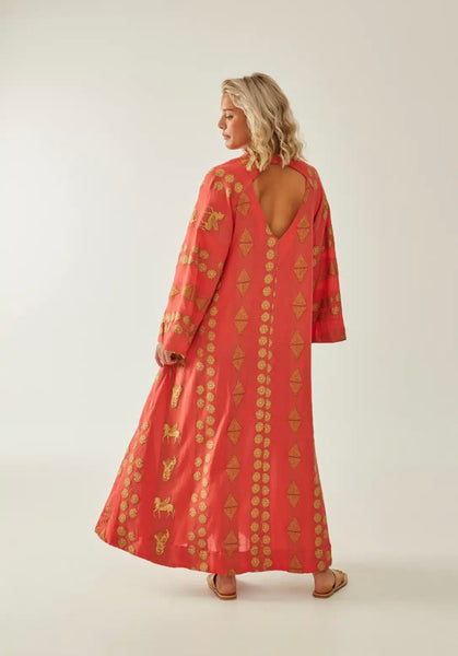 DRESS KNOSSOS CORAL GOLD