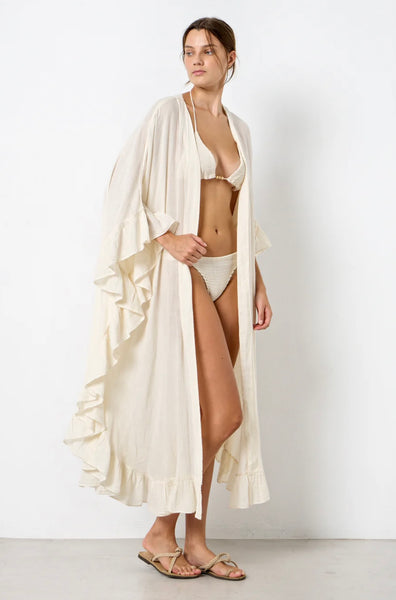 CELESTE MAXI LUREX KIMONO - CREME