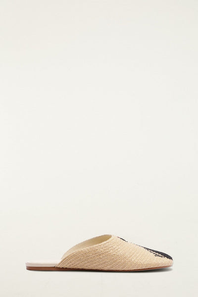 Raffia Embroidered Icons Mule