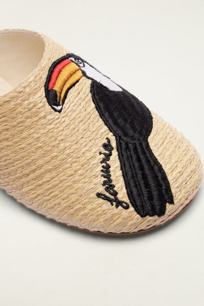 Raffia Embroidered Icons Mule
