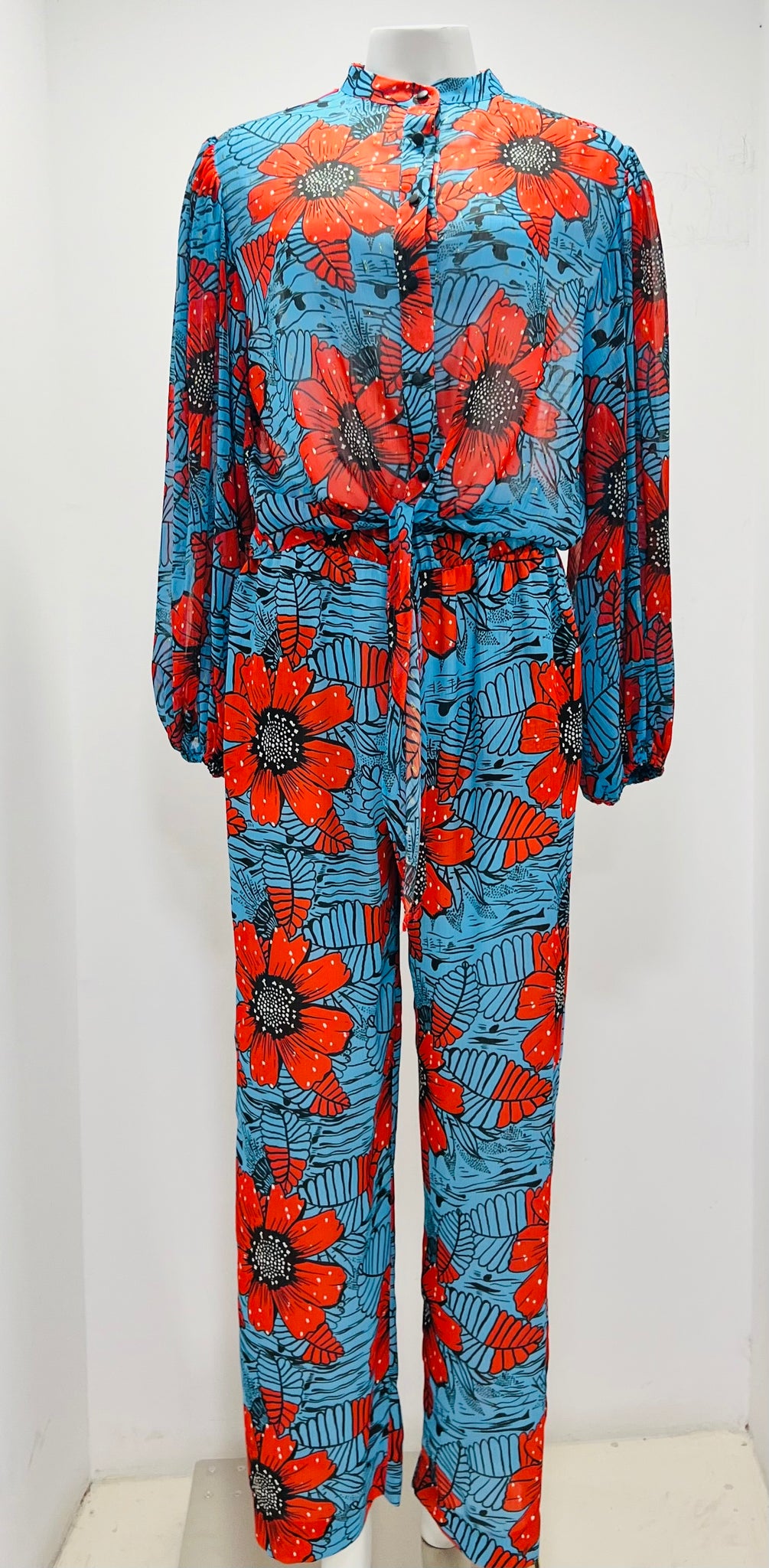 “Red Garden” Print Pants