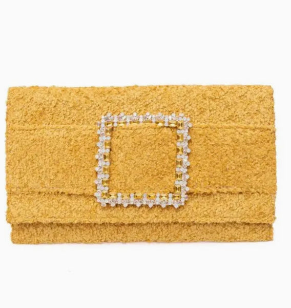 Ravello clutch bag in mustard fabric