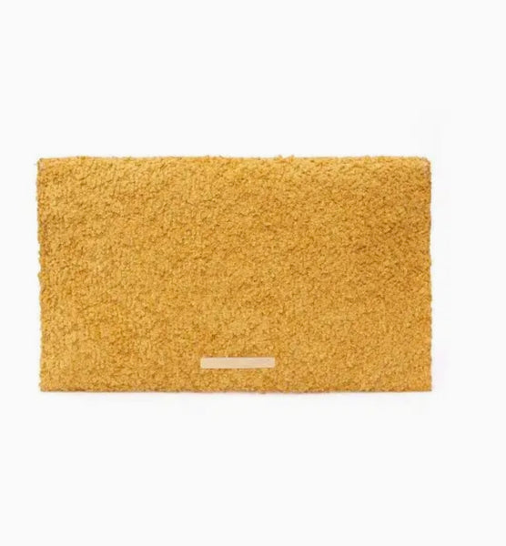 Ravello clutch bag in mustard fabric