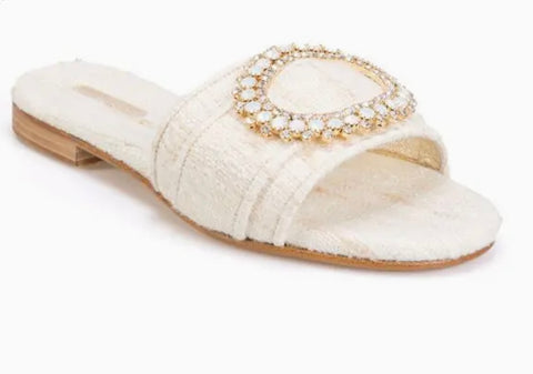 Beatrice cream raffia slipper