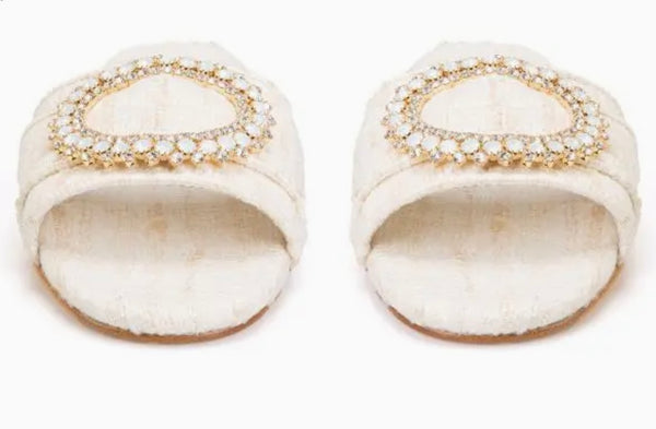 Beatrice cream raffia slipper