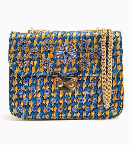Paris model bag in multi-blue tahuata raffia