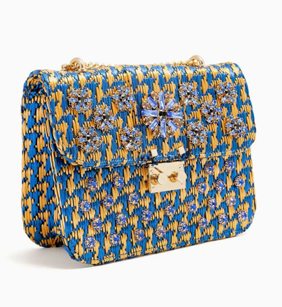 Paris model bag in multi-blue tahuata raffia
