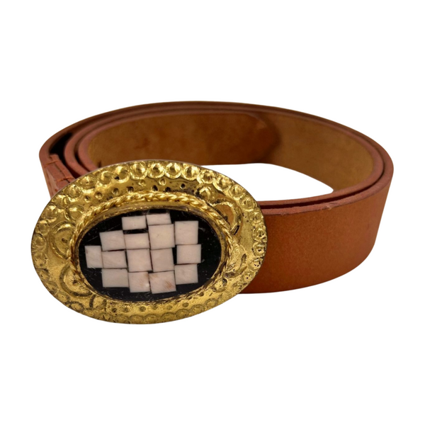 “Stone 2” Leather Belt - Tabac