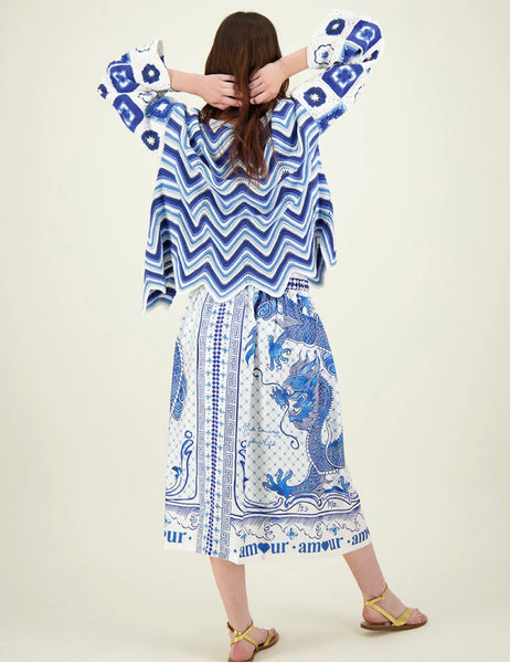Vanessa Amalfi Printed Midi Skirt