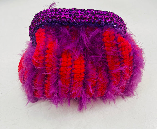Clutch Bag Fluffy - Red / Purple