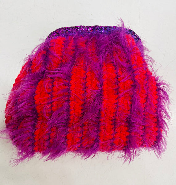 Clutch Bag Fluffy - Red / Purple