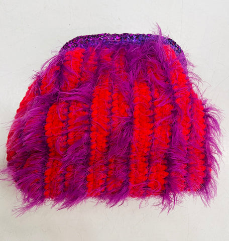 Clutch Bag Fluffy - Red / Purple