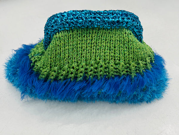 Bag Clutch Fluffy Bright - Green / Blue