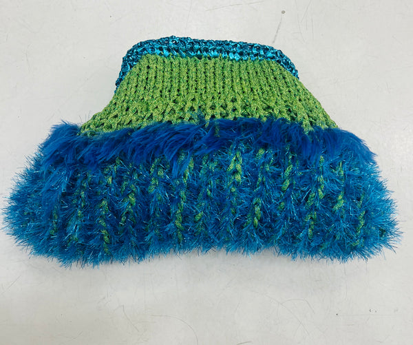 Bag Clutch Fluffy Bright - Green / Blue