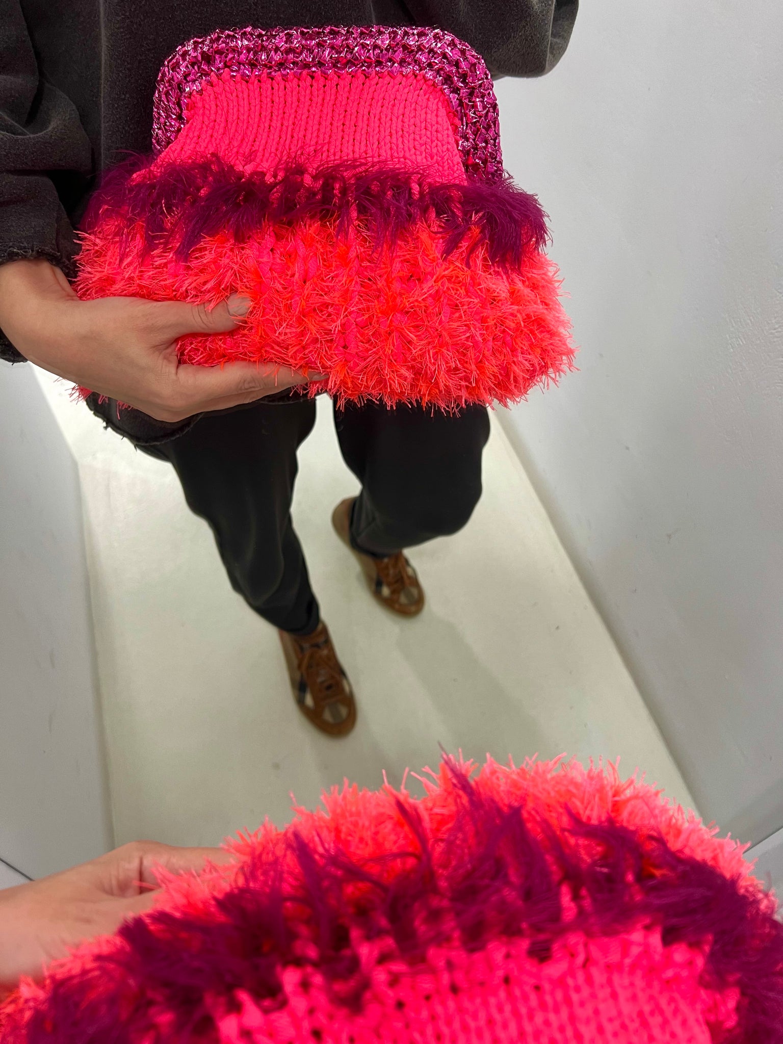 Bag Clutch Fluffy Bright - Pink / Bordeaux