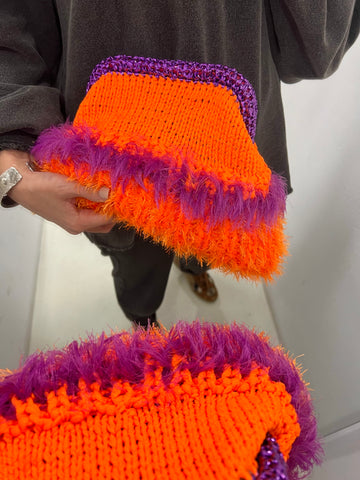 Bag Clutch Fluffy Bright Orange