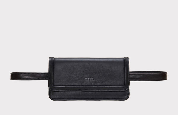 “Bianca” Leather Belt bag - Black