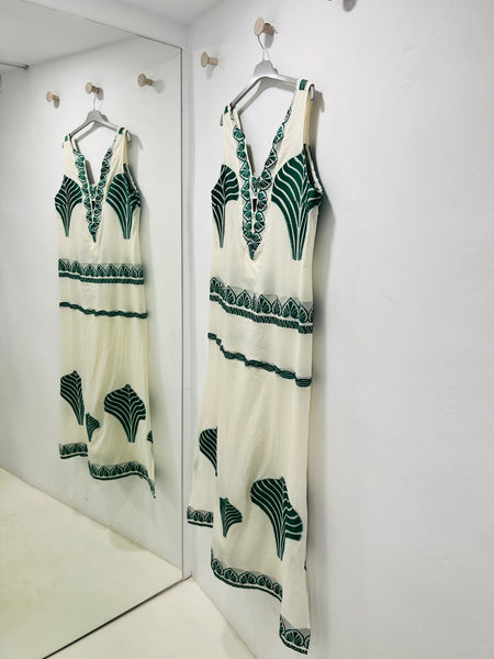 “Euthalia” Embroidered Dress - Green