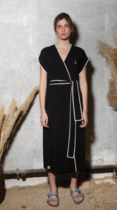 Ava dress - black with embroidery