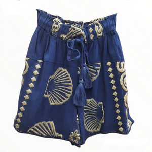 "Calypso" Embroidered Shorts Dark blue
