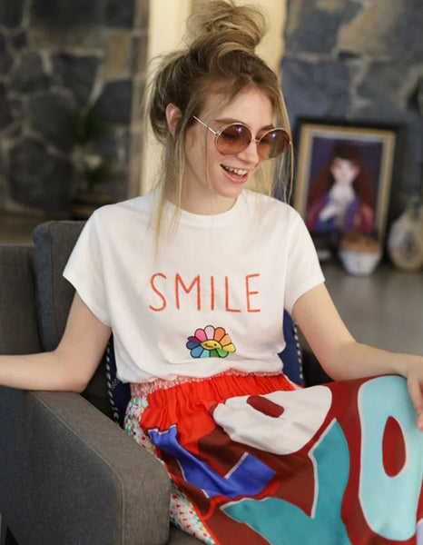 Zoey Cotton T-Shirt - “SMILE”