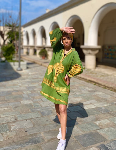 "ELEANOR" dress  (Green-gold)