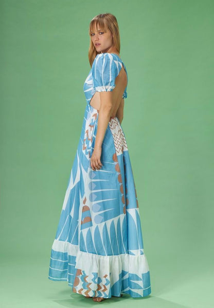 “CONNIE” Silk Cotton Blue Dress