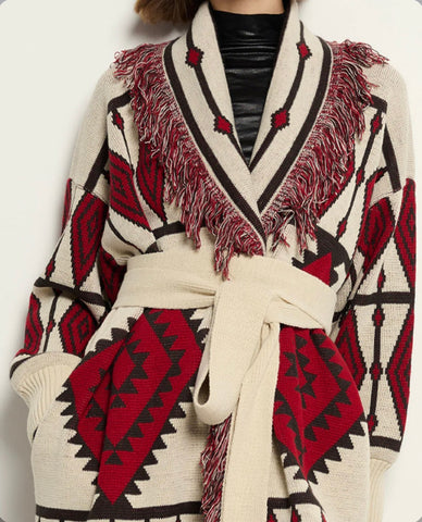 “Tribal” Knit Long Cardigan