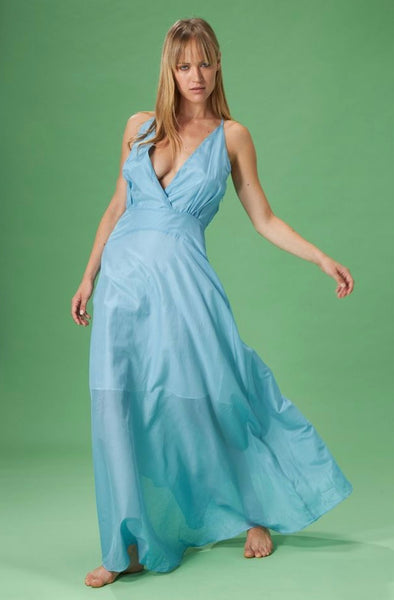 “GRECIA” Silk Cotton Blue Dress