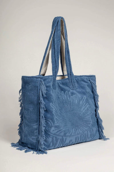 JUST BLUE TERRY TOTE BEACH BAG