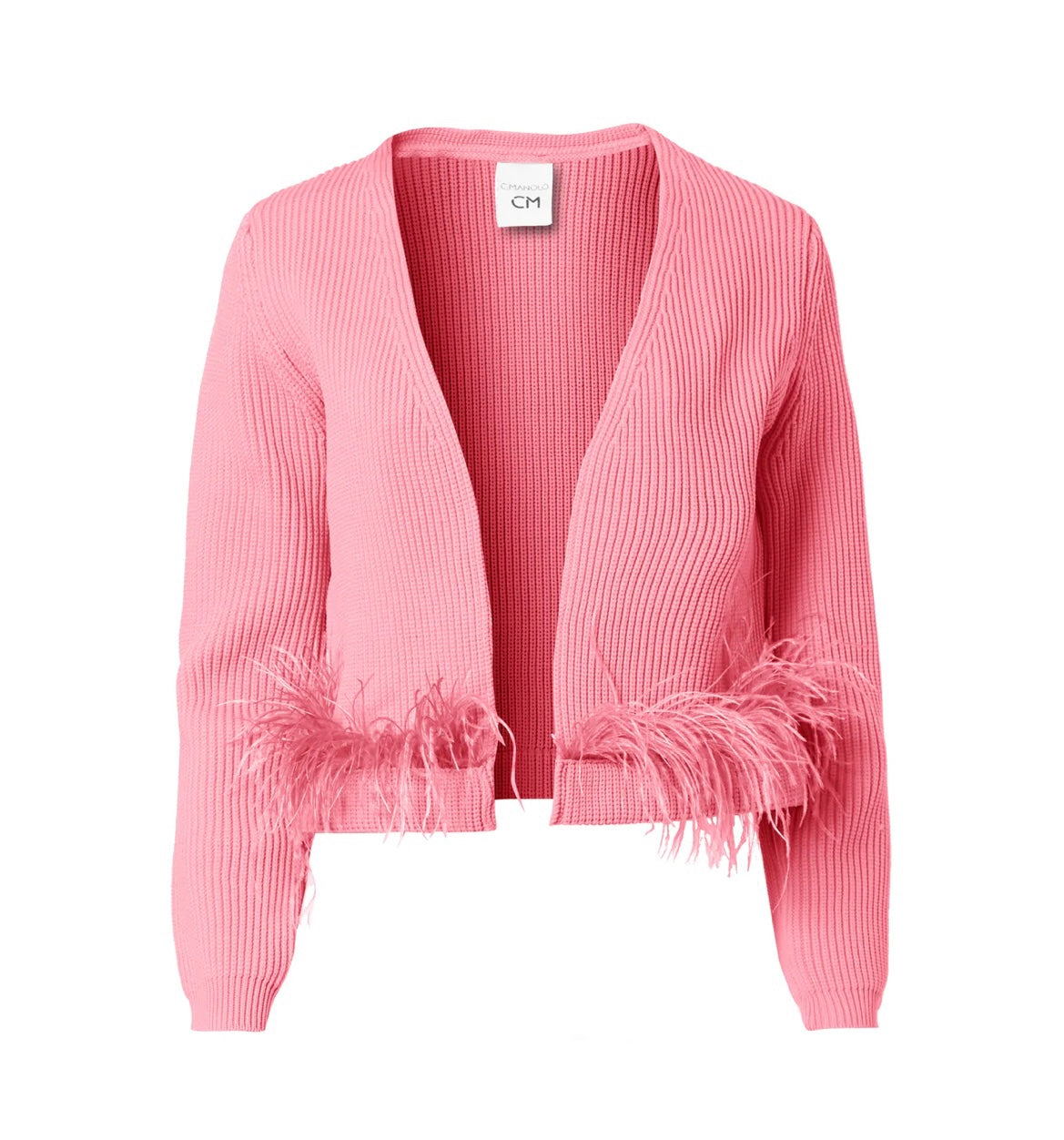 KNIT JACKET WITH FEATHERS - PINK