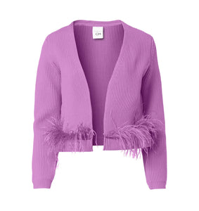 KNIT JACKET WITH FEATHERS - PURPLE