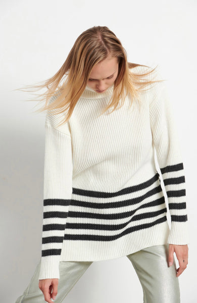 LONG WOOL SWEATER WITH STRIPES