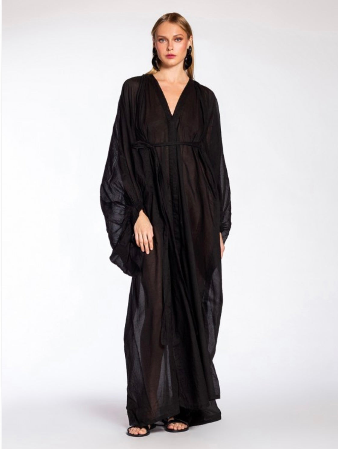 DRESS EXTRAVAGANT L.S. MAXI VOILE - BLACK